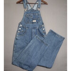 Lana Roux 90s Retro Dungaree Utility Cargo Overalls Blue Denim Sz S Inseam 29